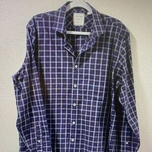 Billy Reid Purple and White Checkered Shirt